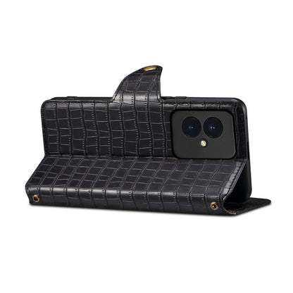 Honor 100 Denior Crocodile Texture Oil Edge Leather Phone Case with Card Wallet and Kickstand