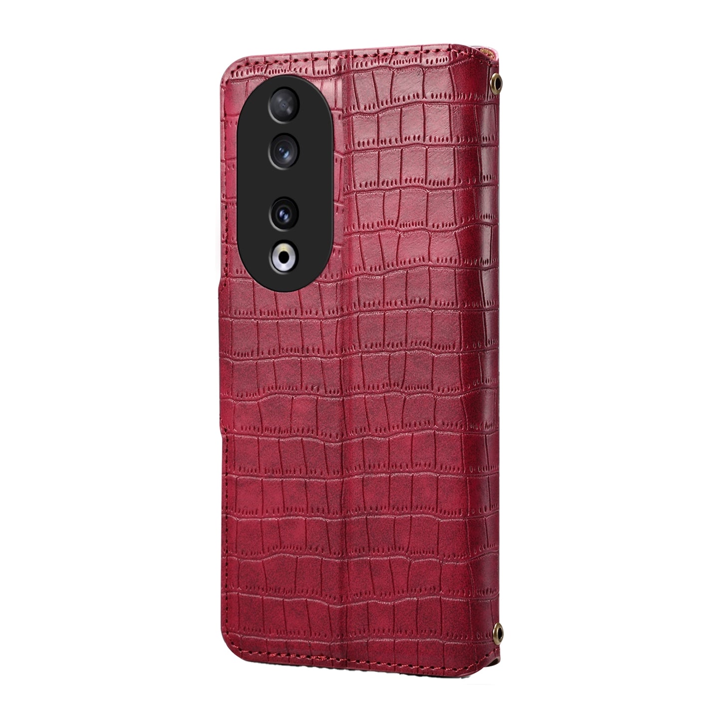 Honor 90 Denior Crocodile Texture Oil Edge Leather Phone Case with Card Wallet and Kickstand