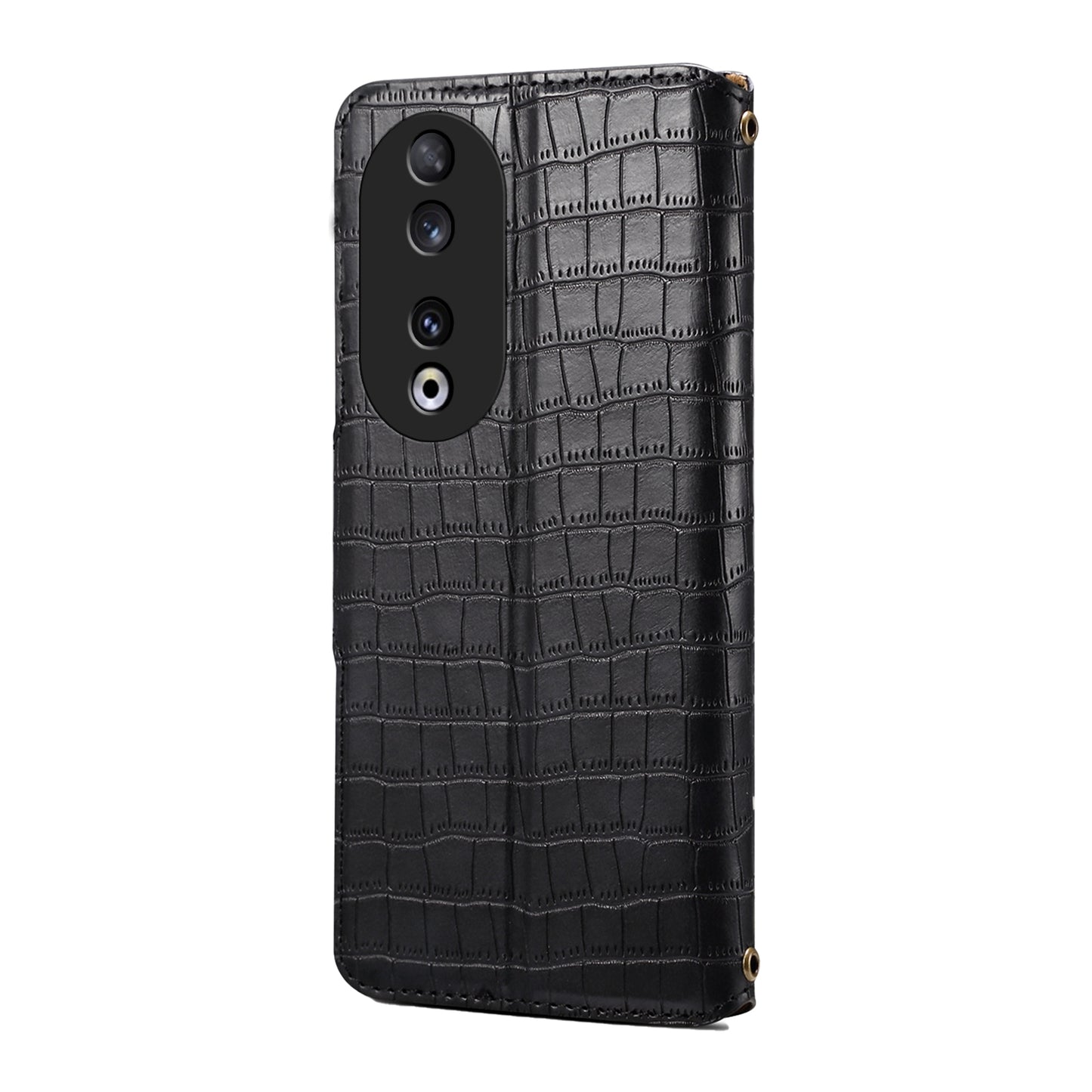 Honor 90 Denior Crocodile Texture Oil Edge Leather Phone Case with Card Wallet and Kickstand