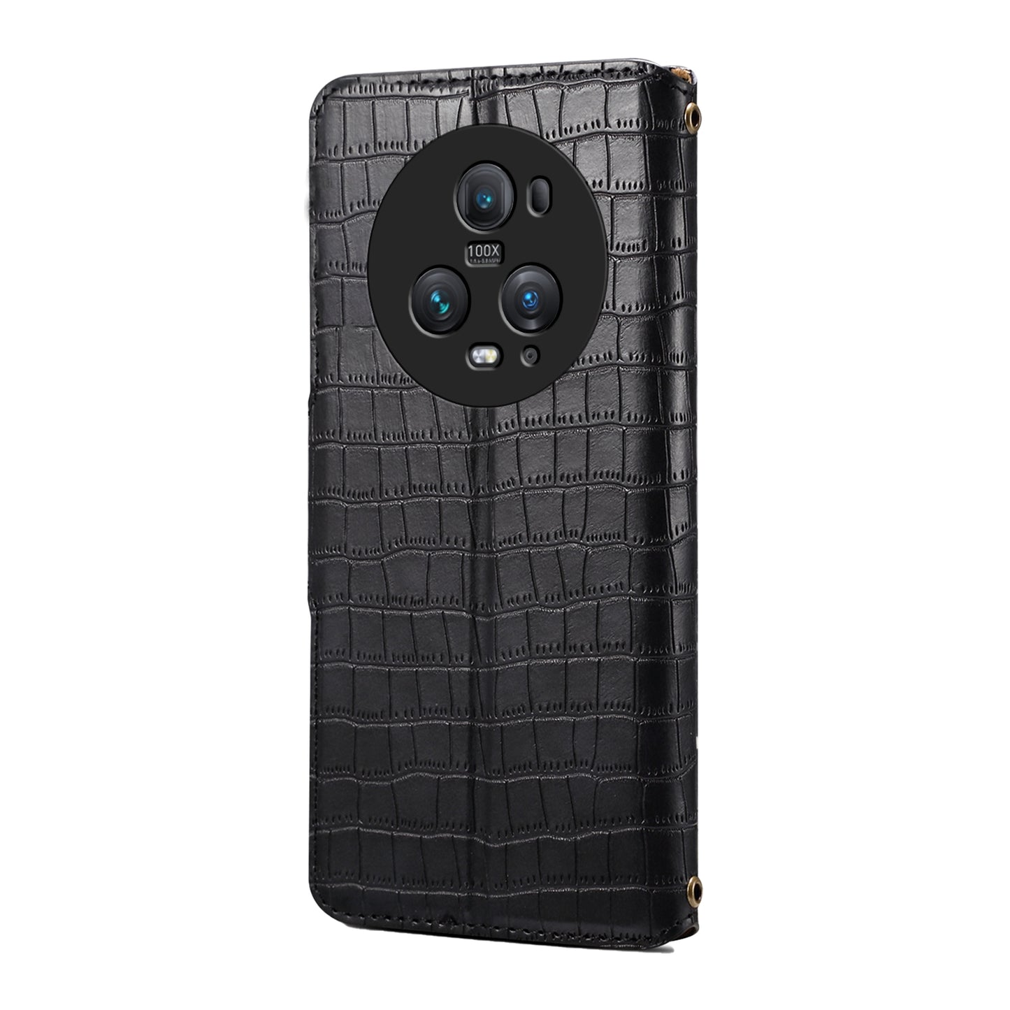 Honor Magic5 Pro Denior Crocodile Texture Oil Edge Leather Phone Case with Card Wallet and Kickstand