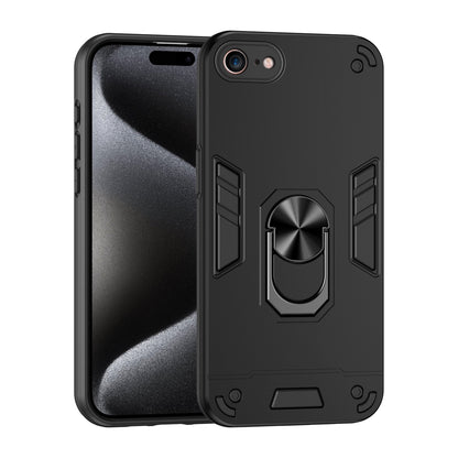 Apple iPhone SE 2022 Shockproof Metal Ring Holder Phone Case with 360 degrees Rotating Kickstand, Ultra Slim Protective Cover, Raised Camera Guard, PC Silicone Armour Shell, Anti-Scratch Back & Edge Protection