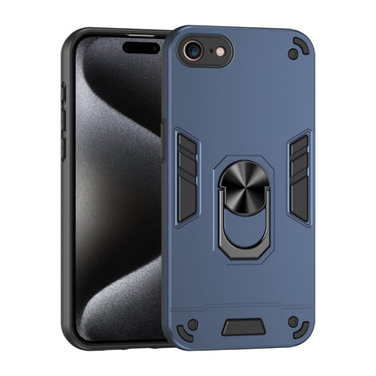Apple iPhone SE 2020 Shockproof Metal Ring Holder Phone Case with 360 degrees Rotating Kickstand, Ultra Slim Protective Cover, Raised Camera Guard, PC Silicone Armour Shell, Anti-Scratch Back & Edge Protection