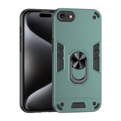 Apple iPhone SE 2020 Shockproof Metal Ring Holder Phone Case with 360 degrees Rotating Kickstand, Ultra Slim Protective Cover, Raised Camera Guard, PC Silicone Armour Shell, Anti-Scratch Back & Edge Protection