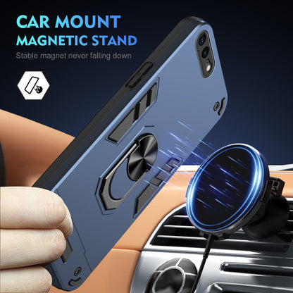 Apple iPhone 8 Plus Shockproof Metal Ring Holder Phone Case with 360 degrees Rotating Kickstand, Ultra Slim Protective Cover, Raised Camera Guard, PC Silicone Armour Shell, Anti-Scratch Back & Edge Protection