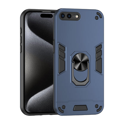 Apple iPhone 7 Plus Shockproof Metal Ring Holder Phone Case with 360 degrees Rotating Kickstand, Ultra Slim Protective Cover, Raised Camera Guard, PC Silicone Armour Shell, Anti-Scratch Back & Edge Protection