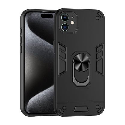Apple iPhone 11 Shockproof Metal Ring Holder Phone Case with 360 degrees Rotating Kickstand, Ultra Slim Protective Cover, Raised Camera Guard, PC Silicone Armour Shell, Anti-Scratch Back & Edge Protection