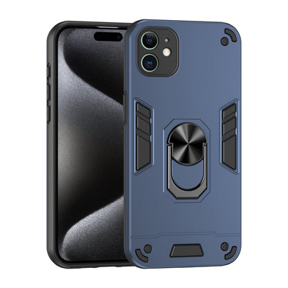 Apple iPhone 11 Shockproof Metal Ring Holder Phone Case with 360 degrees Rotating Kickstand, Ultra Slim Protective Cover, Raised Camera Guard, PC Silicone Armour Shell, Anti-Scratch Back & Edge Protection