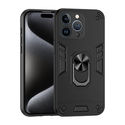 Apple iPhone 13 Pro Shockproof Metal Ring Holder Phone Case with 360 degrees Rotating Kickstand, Ultra Slim Protective Cover, Raised Camera Guard, PC Silicone Armour Shell, Anti-Scratch Back & Edge Protection