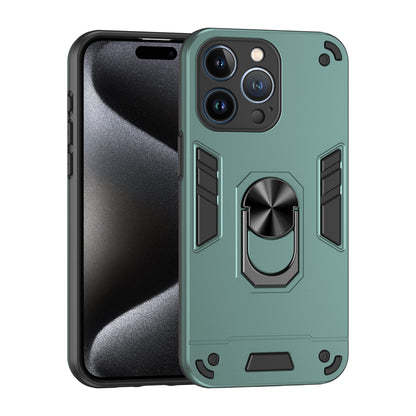 Apple iPhone 13 Pro Shockproof Metal Ring Holder Phone Case with 360 degrees Rotating Kickstand, Ultra Slim Protective Cover, Raised Camera Guard, PC Silicone Armour Shell, Anti-Scratch Back & Edge Protection