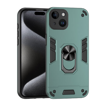 Apple iPhone 14 Shockproof Metal Ring Holder Phone Case with 360 degrees Rotating Kickstand, Ultra Slim Protective Cover, Raised Camera Guard, PC Silicone Armour Shell, Anti-Scratch Back & Edge Protection