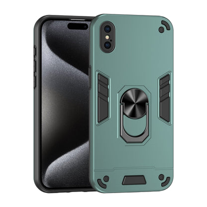 Apple iPhone X Shockproof Metal Ring Holder Phone Case with 360 degrees Rotating Kickstand, Ultra Slim Protective Cover, Raised Camera Guard, PC Silicone Armour Shell, Anti-Scratch Back & Edge Protection