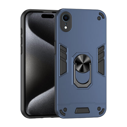 Apple iPhone XR Shockproof Metal Ring Holder Phone Case with 360 degrees Rotating Kickstand, Ultra Slim Protective Cover, Raised Camera Guard, PC Silicone Armour Shell, Anti-Scratch Back & Edge Protection