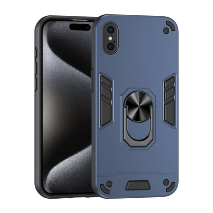 Apple iPhone XS Max Shockproof Metal Ring Holder Phone Case with 360 degrees Rotating Kickstand, Ultra Slim Protective Cover, Raised Camera Guard, PC Silicone Armour Shell, Anti-Scratch Back & Edge Protection