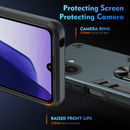Apple iPhone 17 Shockproof Metal Ring Holder Phone Case with 360 degrees Rotating Kickstand, Ultra Slim Protective Cover, Raised Camera Guard, PC Silicone Armour Shell, Anti-Scratch Back & Edge Protection