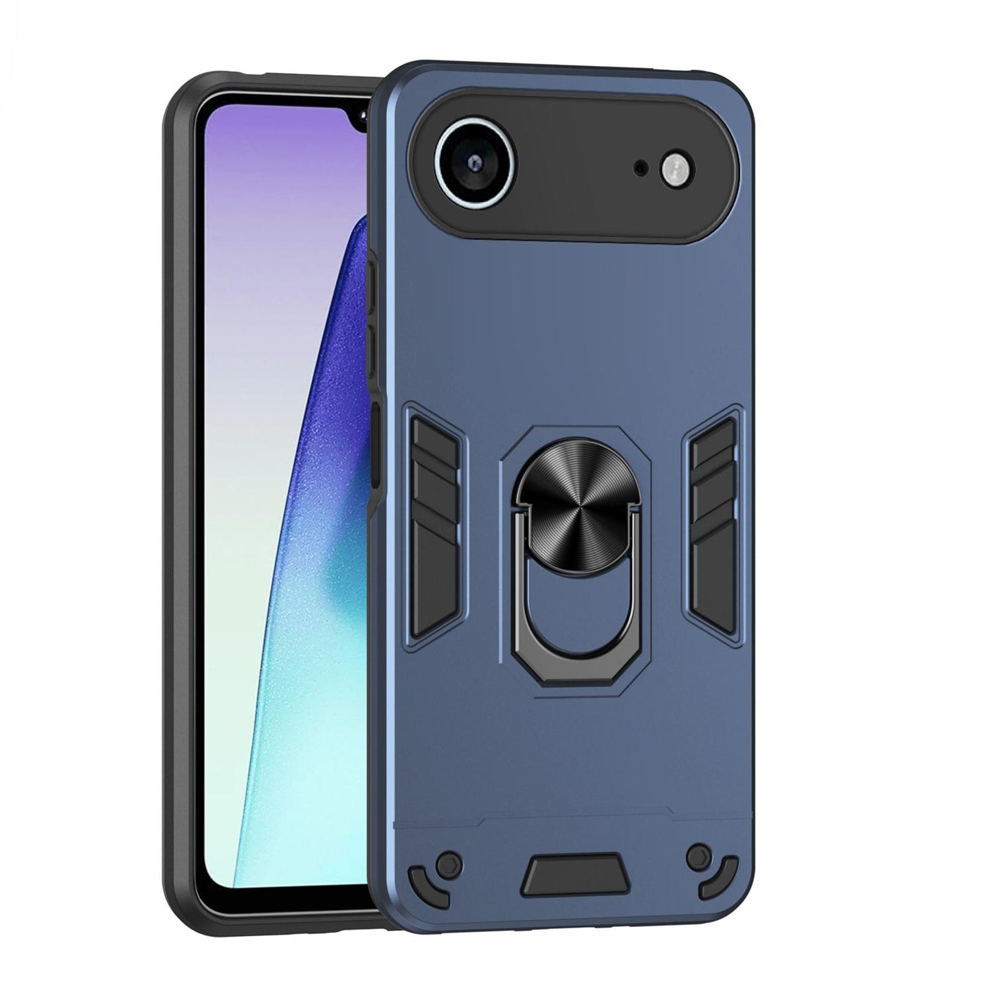 Apple iPhone Air Shockproof Metal Ring Holder Phone Case with 360 degrees Rotating Kickstand, Ultra Slim Protective Cover, Raised Camera Guard, PC Silicone Armour Shell, Anti-Scratch Back & Edge Protection