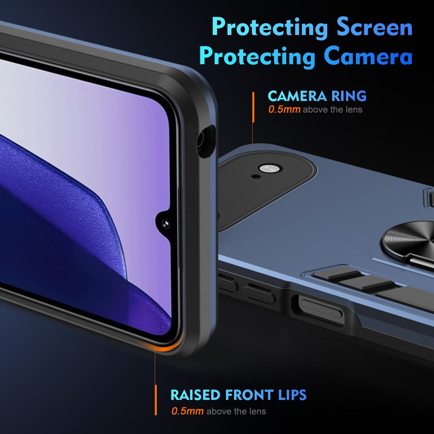 Apple iPhone Air Shockproof Metal Ring Holder Phone Case with 360 degrees Rotating Kickstand, Ultra Slim Protective Cover, Raised Camera Guard, PC Silicone Armour Shell, Anti-Scratch Back & Edge Protection