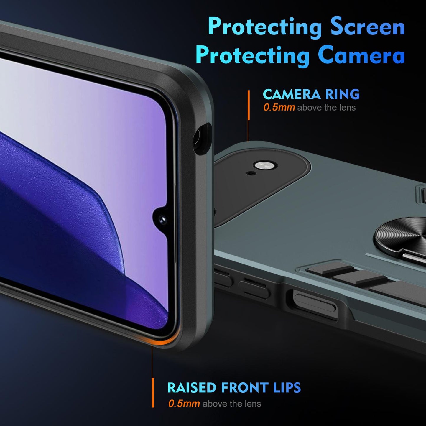 Apple iPhone Air Shockproof Metal Ring Holder Phone Case with 360 degrees Rotating Kickstand, Ultra Slim Protective Cover, Raised Camera Guard, PC Silicone Armour Shell, Anti-Scratch Back & Edge Protection