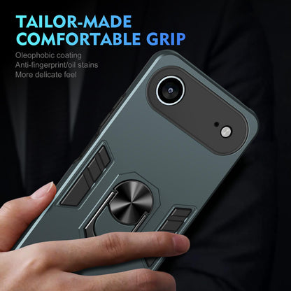 Apple iPhone Air Shockproof Metal Ring Holder Phone Case with 360 degrees Rotating Kickstand, Ultra Slim Protective Cover, Raised Camera Guard, PC Silicone Armour Shell, Anti-Scratch Back & Edge Protection