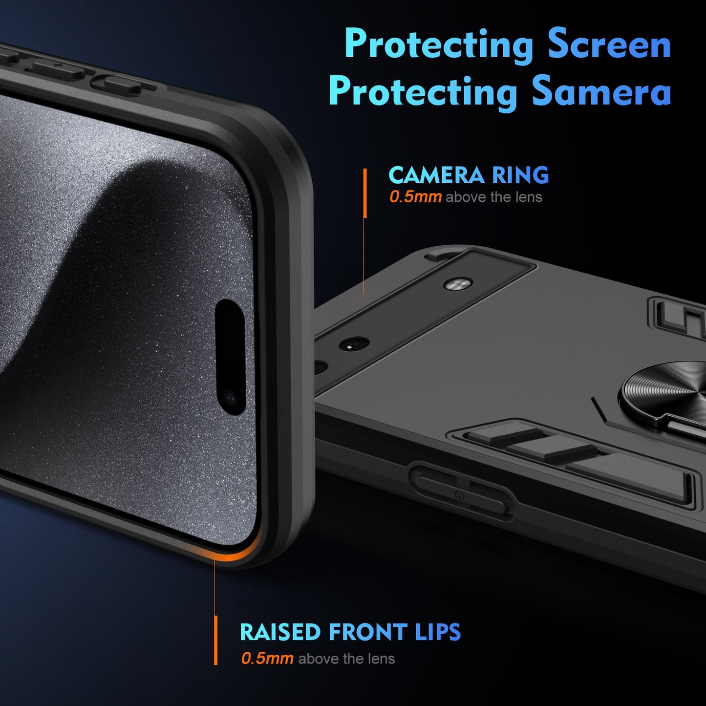 Google Pixel 6a Shockproof Metal Ring Holder Phone Case with 360 degrees Rotating Kickstand, Ultra Slim Protective Cover, Raised Camera Guard, PC Silicone Armour Shell, Anti-Scratch Back & Edge Protection