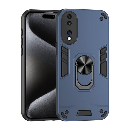 Honor 70 Shockproof Metal Ring Holder Phone Case with 360 degrees Rotating Kickstand, Ultra Slim Protective Cover, Raised Camera Guard, PC Silicone Armour Shell, Anti-Scratch Back & Edge Protection