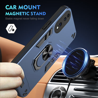 Honor 70 Shockproof Metal Ring Holder Phone Case with 360 degrees Rotating Kickstand, Ultra Slim Protective Cover, Raised Camera Guard, PC Silicone Armour Shell, Anti-Scratch Back & Edge Protection