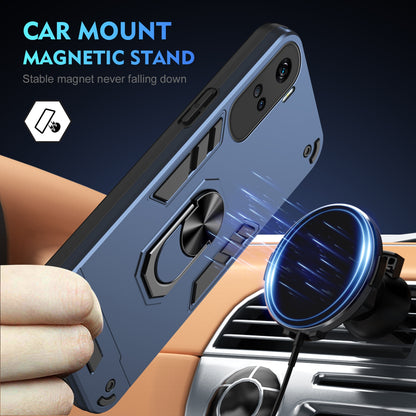 Honor 90 Lite Shockproof Metal Ring Holder Phone Case with 360 degrees Rotating Kickstand, Ultra Slim Protective Cover, Raised Camera Guard, PC Silicone Armour Shell, Anti-Scratch Back & Edge Protection