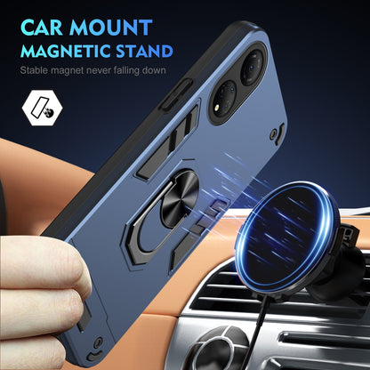 Honor X7 Shockproof Metal Ring Holder Phone Case with 360 degrees Rotating Kickstand, Ultra Slim Protective Cover, Raised Camera Guard, PC Silicone Armour Shell, Anti-Scratch Back & Edge Protection