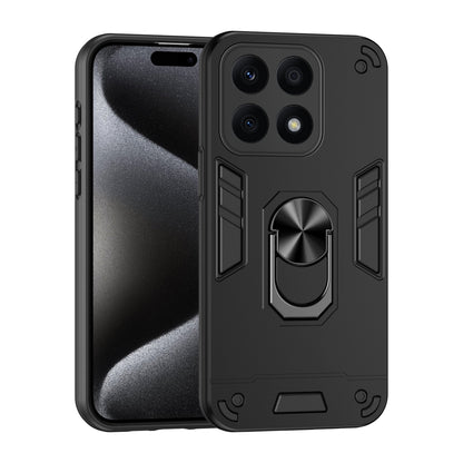 Honor X8b Shockproof Metal Ring Holder Phone Case with 360 degrees Rotating Kickstand, Ultra Slim Protective Cover, Raised Camera Guard, PC Silicone Armour Shell, Anti-Scratch Back & Edge Protection