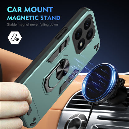 Honor X8b Shockproof Metal Ring Holder Phone Case with 360 degrees Rotating Kickstand, Ultra Slim Protective Cover, Raised Camera Guard, PC Silicone Armour Shell, Anti-Scratch Back & Edge Protection