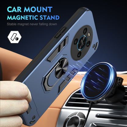 Honor X9 Shockproof Metal Ring Holder Phone Case with 360 degrees Rotating Kickstand, Ultra Slim Protective Cover, Raised Camera Guard, PC Silicone Armour Shell, Anti-Scratch Back & Edge Protection