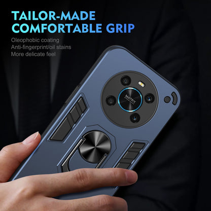 Honor X9 Shockproof Metal Ring Holder Phone Case with 360 degrees Rotating Kickstand, Ultra Slim Protective Cover, Raised Camera Guard, PC Silicone Armour Shell, Anti-Scratch Back & Edge Protection