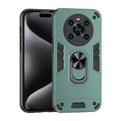Honor X9 Shockproof Metal Ring Holder Phone Case with 360 degrees Rotating Kickstand, Ultra Slim Protective Cover, Raised Camera Guard, PC Silicone Armour Shell, Anti-Scratch Back & Edge Protection
