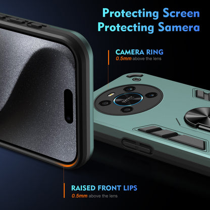 Honor X9 Shockproof Metal Ring Holder Phone Case with 360 degrees Rotating Kickstand, Ultra Slim Protective Cover, Raised Camera Guard, PC Silicone Armour Shell, Anti-Scratch Back & Edge Protection
