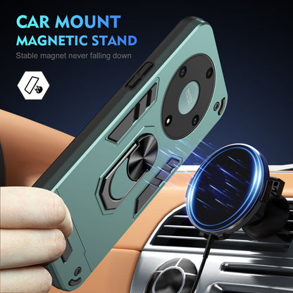 Honor X9a Shockproof Metal Ring Holder Phone Case with 360 degrees Rotating Kickstand, Ultra Slim Protective Cover, Raised Camera Guard, PC Silicone Armour Shell, Anti-Scratch Back & Edge Protection