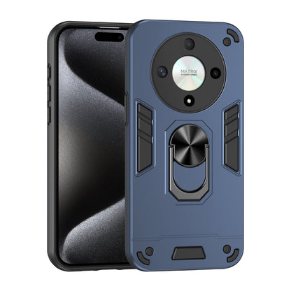 Honor X9b Shockproof Metal Ring Holder Phone Case with 360 degrees Rotating Kickstand, Ultra Slim Protective Cover, Raised Camera Guard, PC Silicone Armour Shell, Anti-Scratch Back & Edge Protection