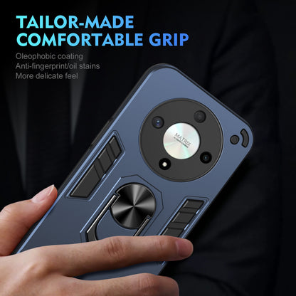 Honor X9b Shockproof Metal Ring Holder Phone Case with 360 degrees Rotating Kickstand, Ultra Slim Protective Cover, Raised Camera Guard, PC Silicone Armour Shell, Anti-Scratch Back & Edge Protection