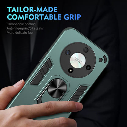Honor X9b Shockproof Metal Ring Holder Phone Case with 360 degrees Rotating Kickstand, Ultra Slim Protective Cover, Raised Camera Guard, PC Silicone Armour Shell, Anti-Scratch Back & Edge Protection