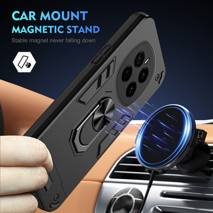 Honor Magic7 Shockproof Metal Ring Holder Phone Case with 360 degrees Rotating Kickstand, Ultra Slim Protective Cover, Raised Camera Guard, PC Silicone Armour Shell, Anti-Scratch Back & Edge Protection
