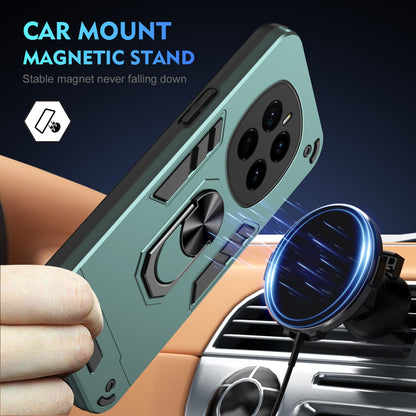 Honor Magic7 Shockproof Metal Ring Holder Phone Case with 360 degrees Rotating Kickstand, Ultra Slim Protective Cover, Raised Camera Guard, PC Silicone Armour Shell, Anti-Scratch Back & Edge Protection