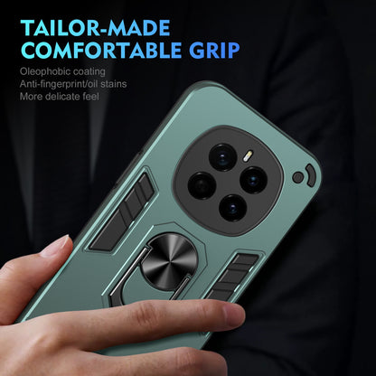 Honor Magic7 Shockproof Metal Ring Holder Phone Case with 360 degrees Rotating Kickstand, Ultra Slim Protective Cover, Raised Camera Guard, PC Silicone Armour Shell, Anti-Scratch Back & Edge Protection