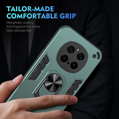 Honor Magic7 Pro Shockproof Metal Ring Holder Phone Case with 360 degrees Rotating Kickstand, Ultra Slim Protective Cover, Raised Camera Guard, PC Silicone Armour Shell, Anti-Scratch Back & Edge Protection