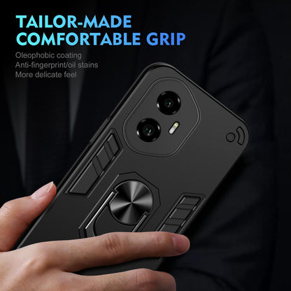 Honor 300 Shockproof Metal Ring Holder Phone Case with 360 degrees Rotating Kickstand, Ultra Slim Protective Cover, Raised Camera Guard, PC Silicone Armour Shell, Anti-Scratch Back & Edge Protection