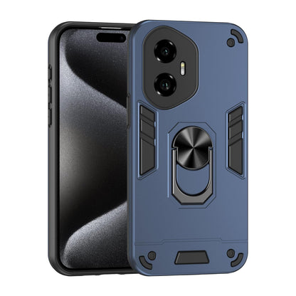 Honor 300 Shockproof Metal Ring Holder Phone Case with 360 degrees Rotating Kickstand, Ultra Slim Protective Cover, Raised Camera Guard, PC Silicone Armour Shell, Anti-Scratch Back & Edge Protection
