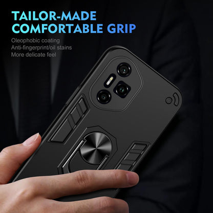 Honor 300 Pro Shockproof Metal Ring Holder Phone Case with 360 degrees Rotating Kickstand, Ultra Slim Protective Cover, Raised Camera Guard, PC Silicone Armour Shell, Anti-Scratch Back & Edge Protection