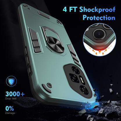 Honor 300 Pro Shockproof Metal Ring Holder Phone Case with 360 degrees Rotating Kickstand, Ultra Slim Protective Cover, Raised Camera Guard, PC Silicone Armour Shell, Anti-Scratch Back & Edge Protection