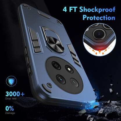 Honor X9c Shockproof Metal Ring Holder Phone Case with 360 degrees Rotating Kickstand, Ultra Slim Protective Cover, Raised Camera Guard, PC Silicone Armour Shell, Anti-Scratch Back & Edge Protection