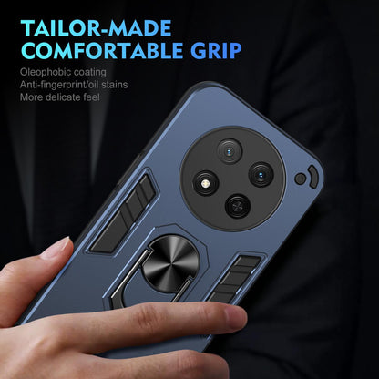 Honor X9c Shockproof Metal Ring Holder Phone Case with 360 degrees Rotating Kickstand, Ultra Slim Protective Cover, Raised Camera Guard, PC Silicone Armour Shell, Anti-Scratch Back & Edge Protection