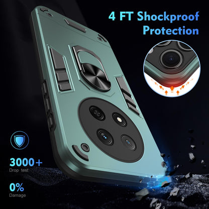 Honor X9c Shockproof Metal Ring Holder Phone Case with 360 degrees Rotating Kickstand, Ultra Slim Protective Cover, Raised Camera Guard, PC Silicone Armour Shell, Anti-Scratch Back & Edge Protection
