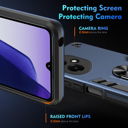 Honor 400 156.5mm Shockproof Metal Ring Holder Phone Case with 360 degrees Rotating Kickstand, Ultra Slim Protective Cover, Raised Camera Guard, PC Silicone Armour Shell, Anti-Scratch Back & Edge Protection