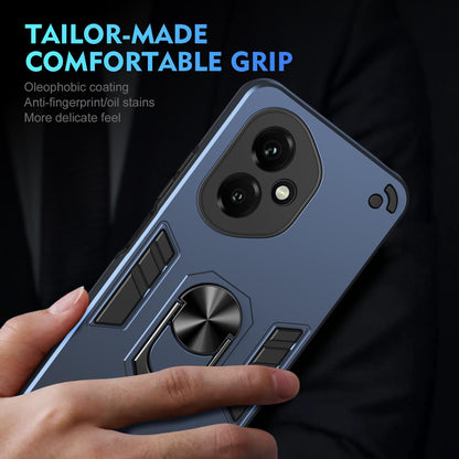 Honor 400 156.5mm Shockproof Metal Ring Holder Phone Case with 360 degrees Rotating Kickstand, Ultra Slim Protective Cover, Raised Camera Guard, PC Silicone Armour Shell, Anti-Scratch Back & Edge Protection